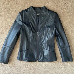 Black Rivet Black Leather Zip-Front Jacket